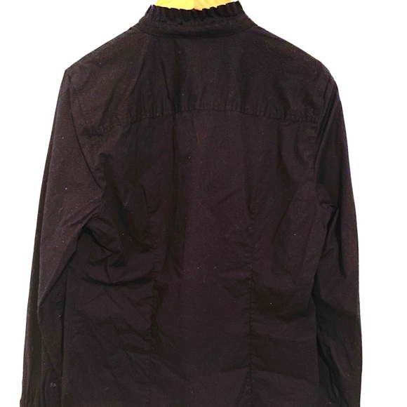 J. Crew Black Button Down w/ Ruffle Trim Sz L EUC - Picture 5 of 6